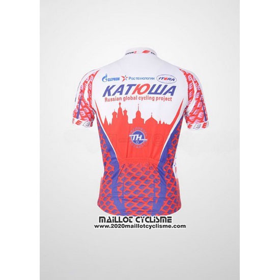 2011 Maillot Ciclismo Katusha Blanc et Rouge Manches Courtes et Cuissard